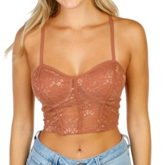 Bozzolo Dusty Rose Corset Style Lace Bralette - Picture 1 of 10